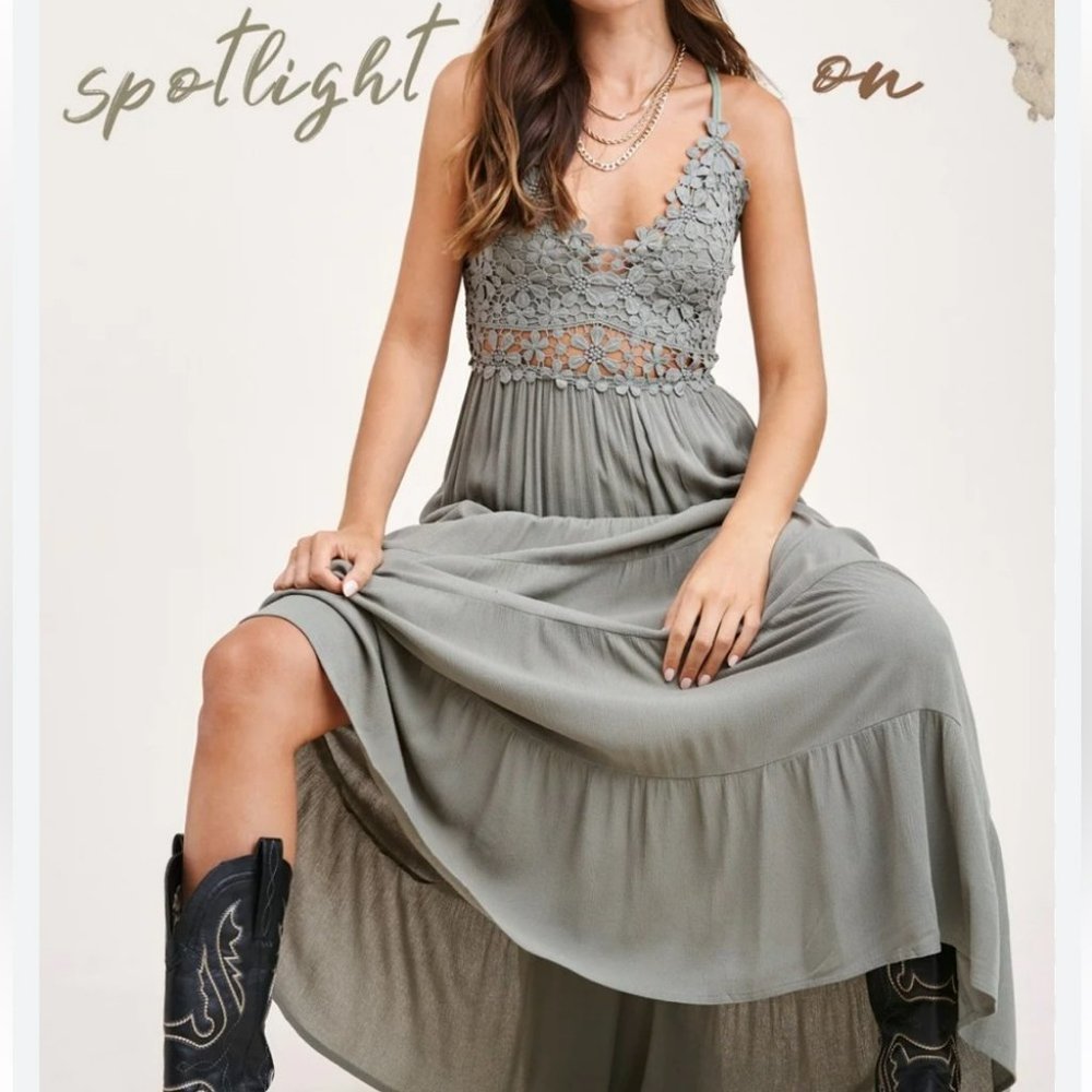 [M]La Miel Nashville Breeze Hi Low Long  Slip Maxi Dress - Picture 2 of 10